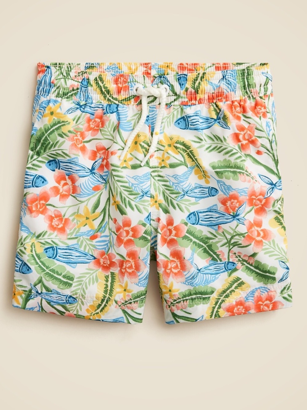 New JCREW CREWCUTS Boys Size 12 Printed Swim Trunk Ocean Floral $55 BX113